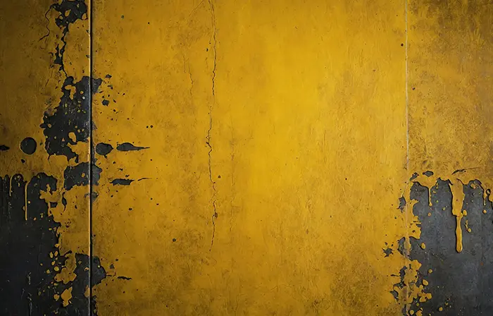 Yellow Oil Paint Grunge on Metal Plate Texture Image